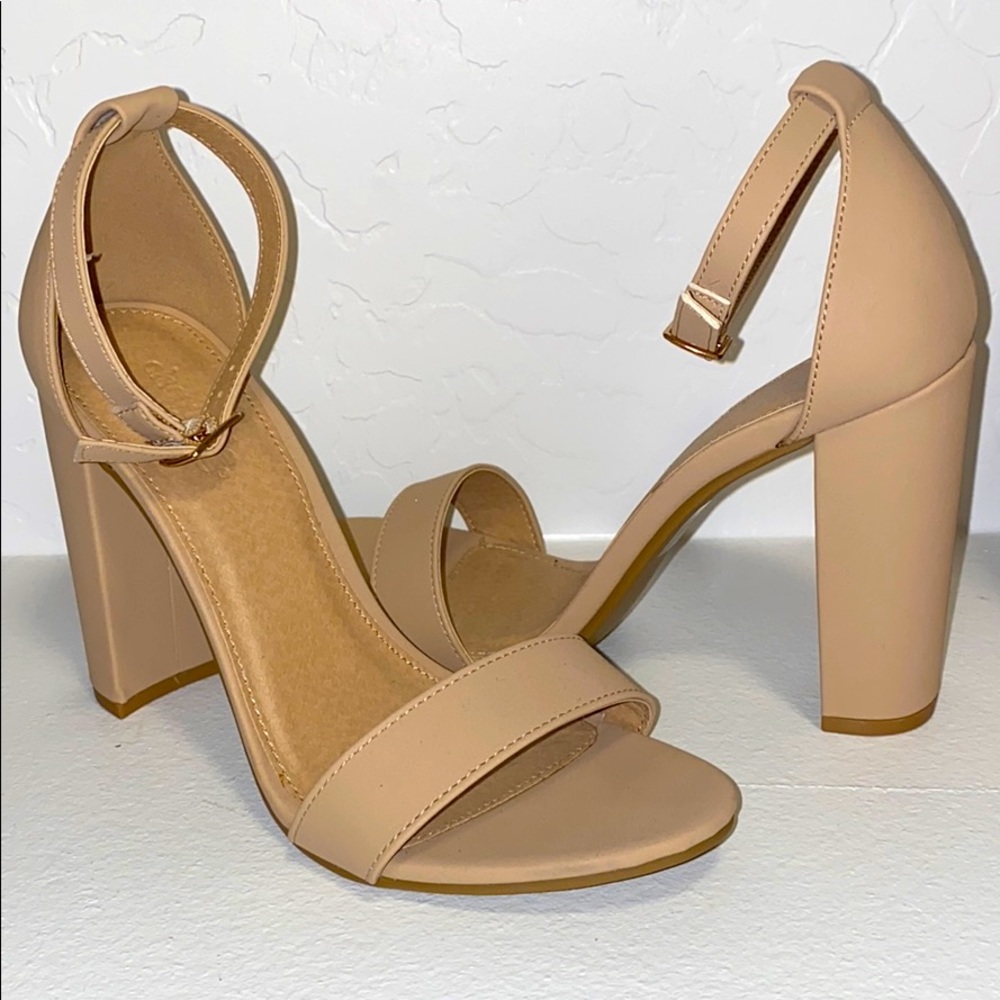 Nude sandal heels